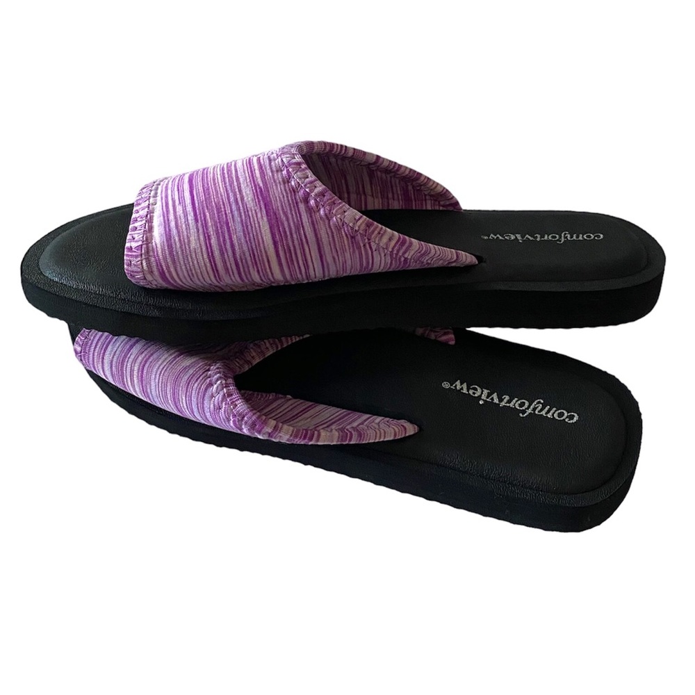 NWT Comfortview 8W‎ Purple Sandals Flip Flops With Fabric Upper